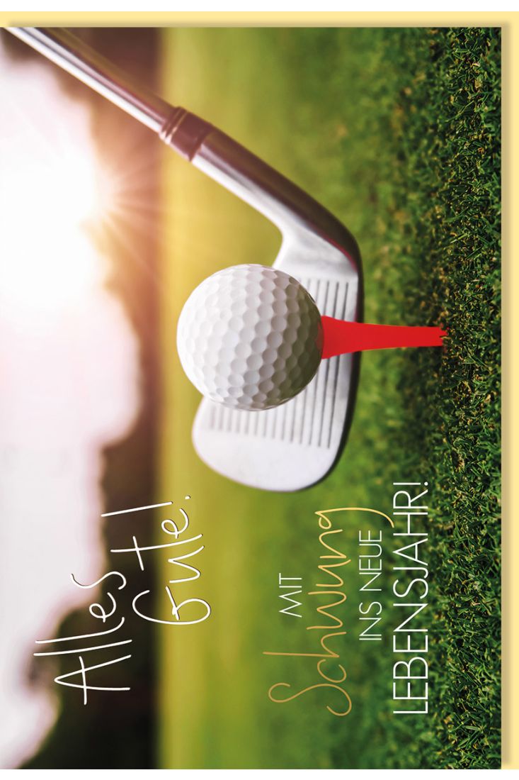 Geburtstagskarte Golf Golfspieler Motiv Golfschläger und Golfball
