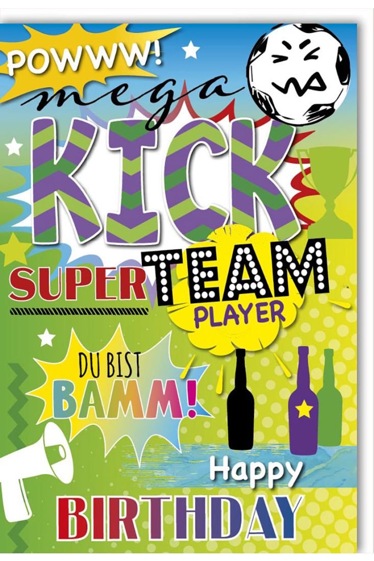 Geburtstagskarte für Kinder - Mega-Kick-Super-Team-Player - Du bist Bamm - Happy Birthday