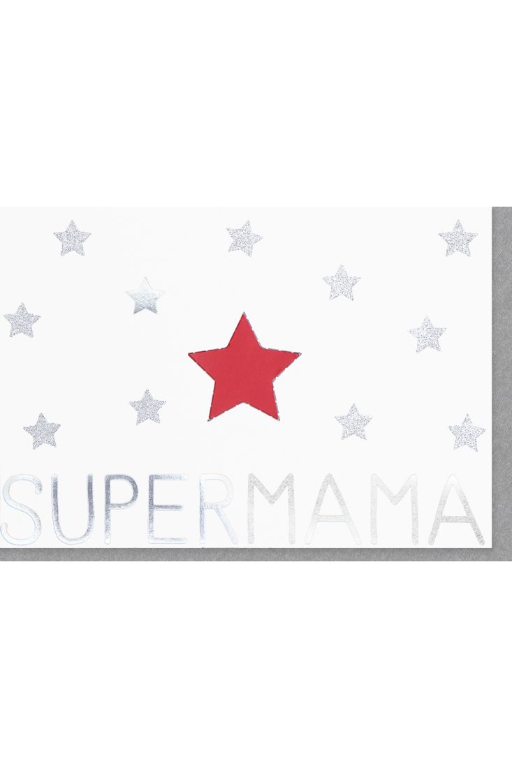 Muttertagskarte Supermama Silberfolie Glitzerlack