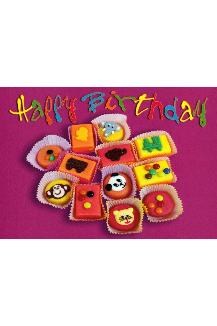 Geburtstagspostkarte 12 kleine Kuchen: Happy Birthday