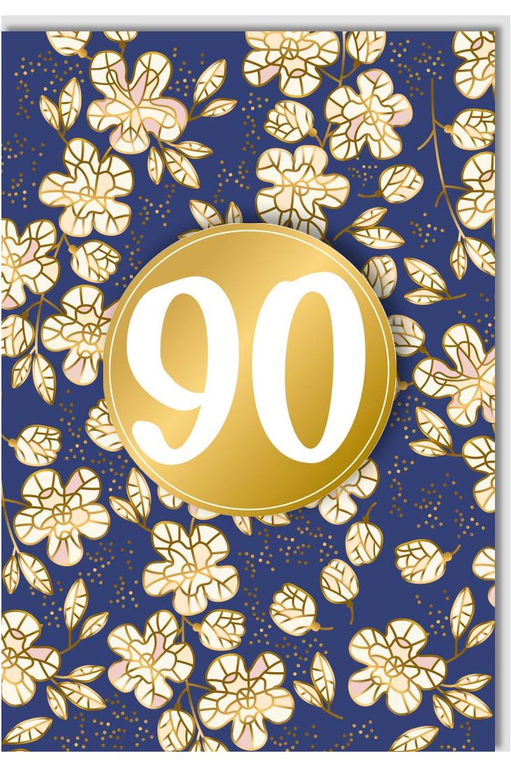 Geburtstagskarte 90 Jahre Floral Gold Applikation