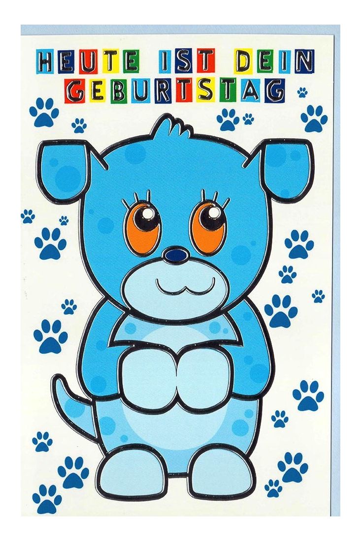 Geburtstagskarte Kinder Hund blau