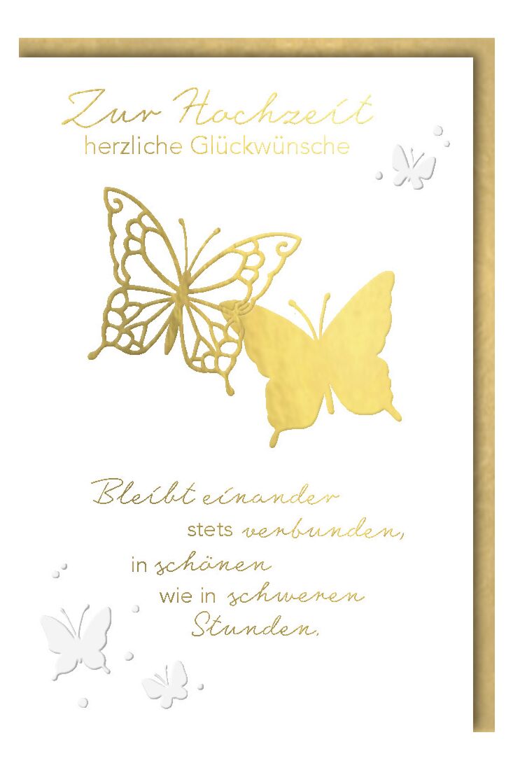 Hochzeitskarte Hochzeit Goldene Schmetterlinge