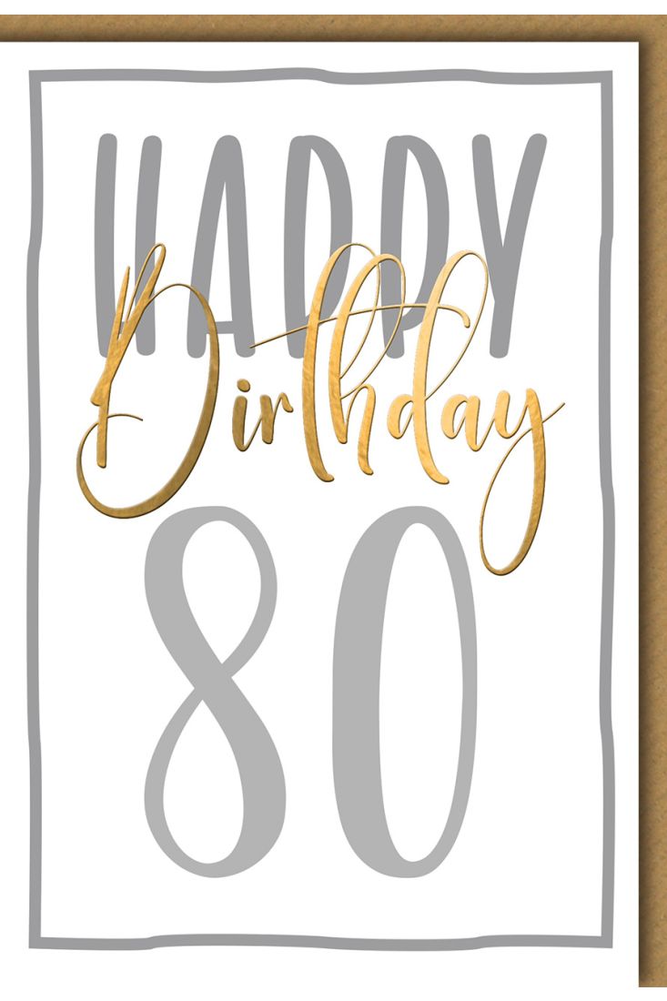 Geburtstagskarte 80 Jahre Happy Birthday 80 in Groß