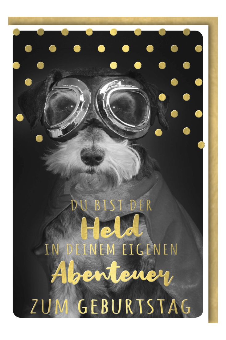 Geburtstagskarte lustig Spruch Hündchen mit Pilotenbrille