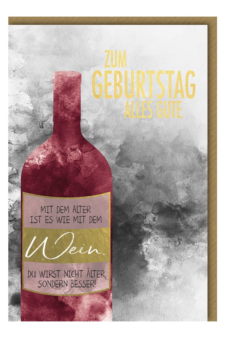 Geburtstagskarte - Rote Flasche als Aquarell