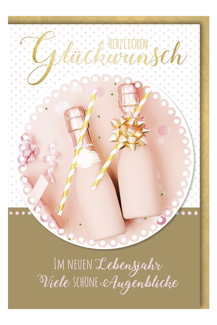 Geburtstagskarte premium pinke Fläschchen