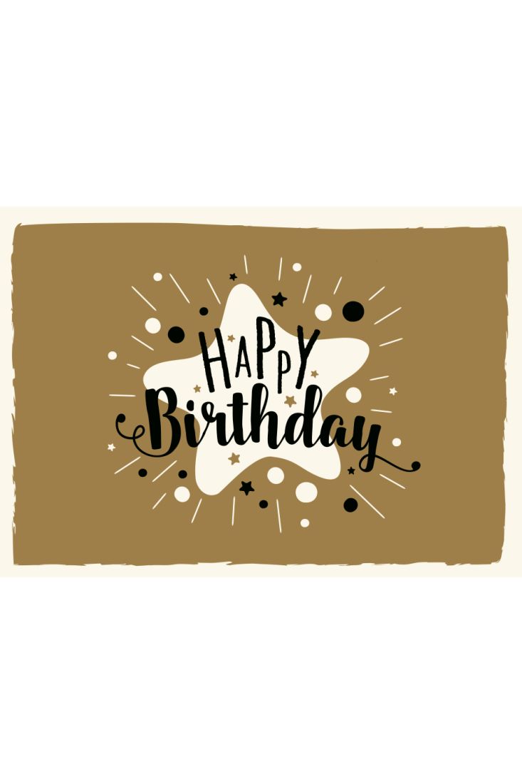 Geburtstagspostkarte braun weiß Spruch Happy Birthday