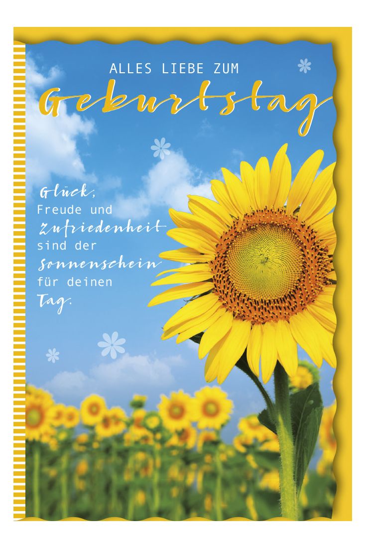 Geburtstagskarte Sonnenblume Glück, Freude und Zufriedenheit