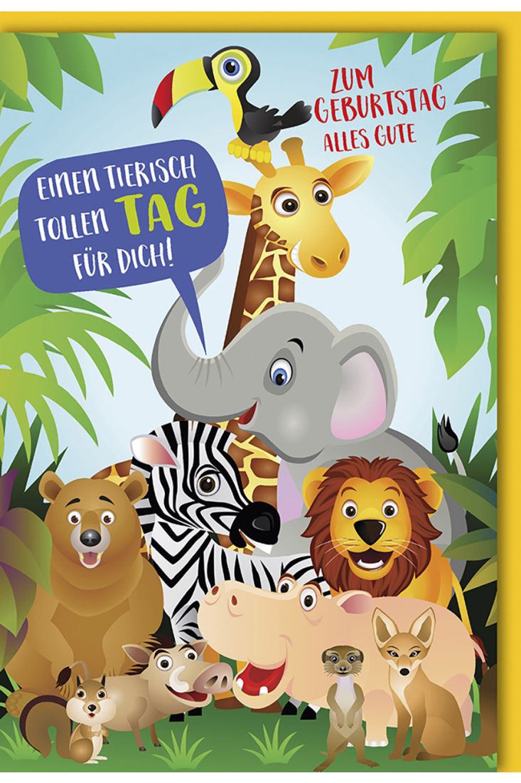 Geburtstagskarte für Kinder niedlich Geburtstag Zootiere