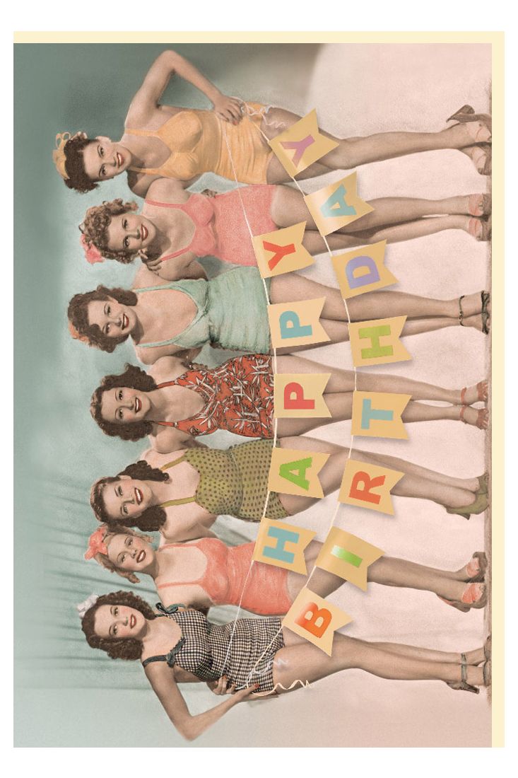 Geburtstagskarte lustig retro sieben Frauen Happy Birthday