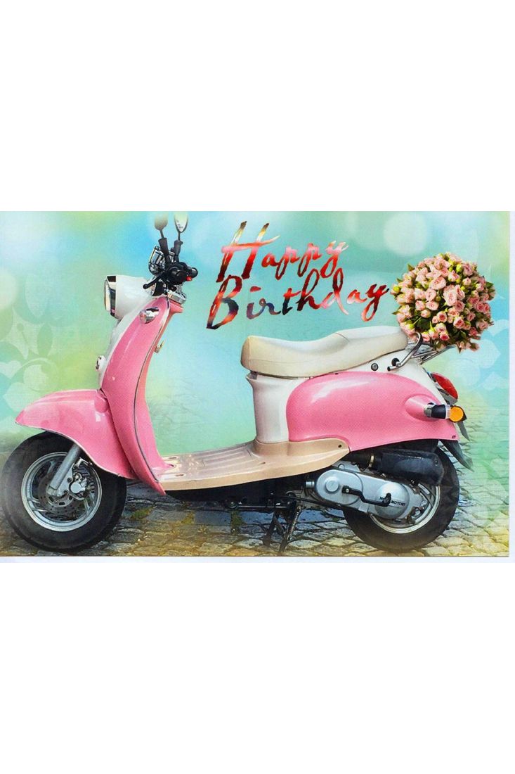 Glückwunschkarte Geburtstag Frauen Roller rosa
