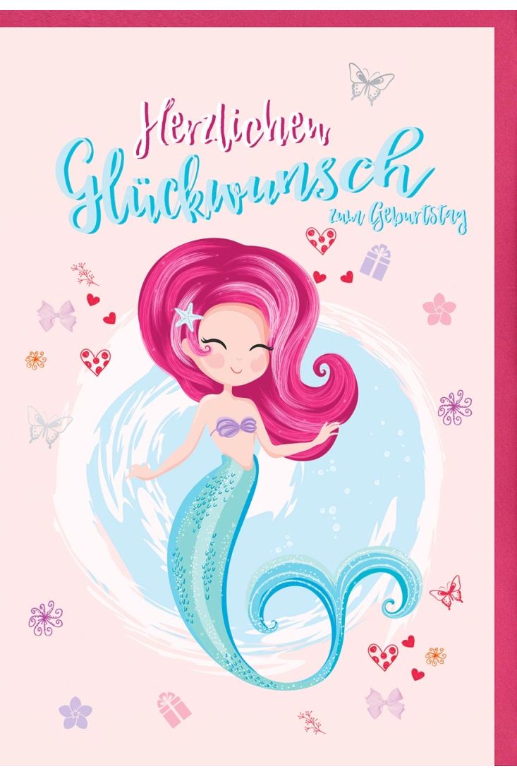 Karte Geburtstag Kind Mädchen Meerjungfrau