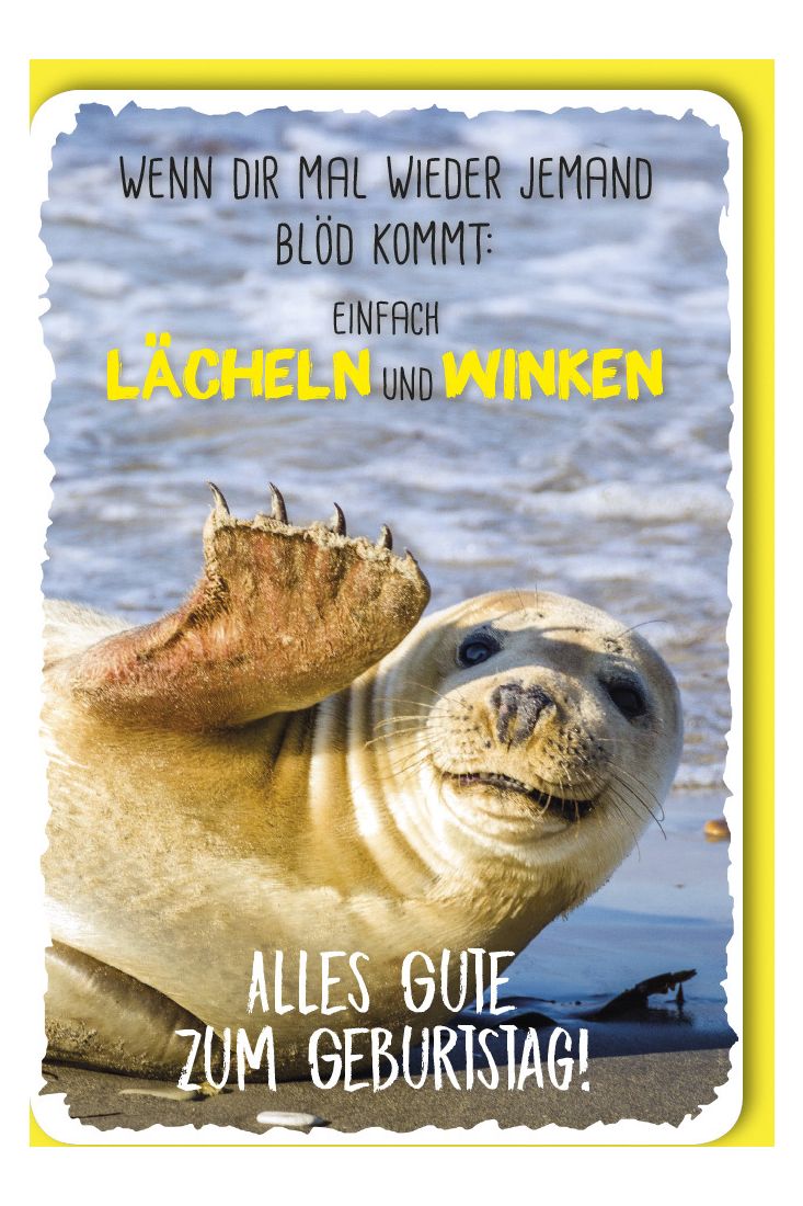 Glückwunschkarte Geburtstag Winkender Seelöwe