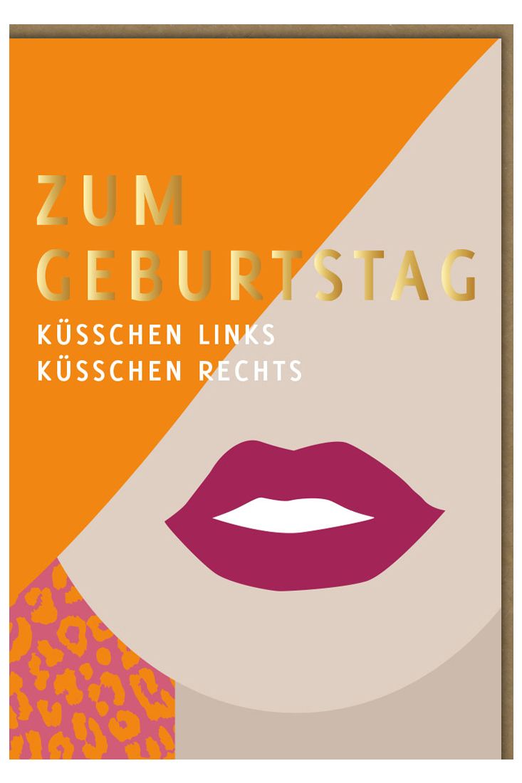 Geburtstagskarte Frau Mund Spruch Küsschen links Küsschen rechts