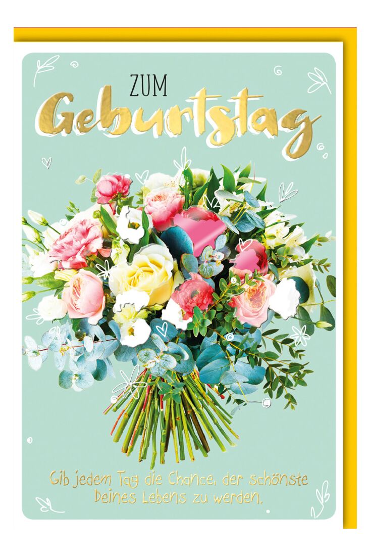 Geburtstagskarte - bunter Blumenstrauß
