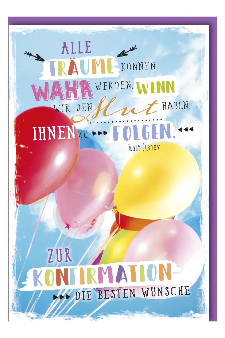 Schöne Konfirmationskarte Spruch Träume Luftballons