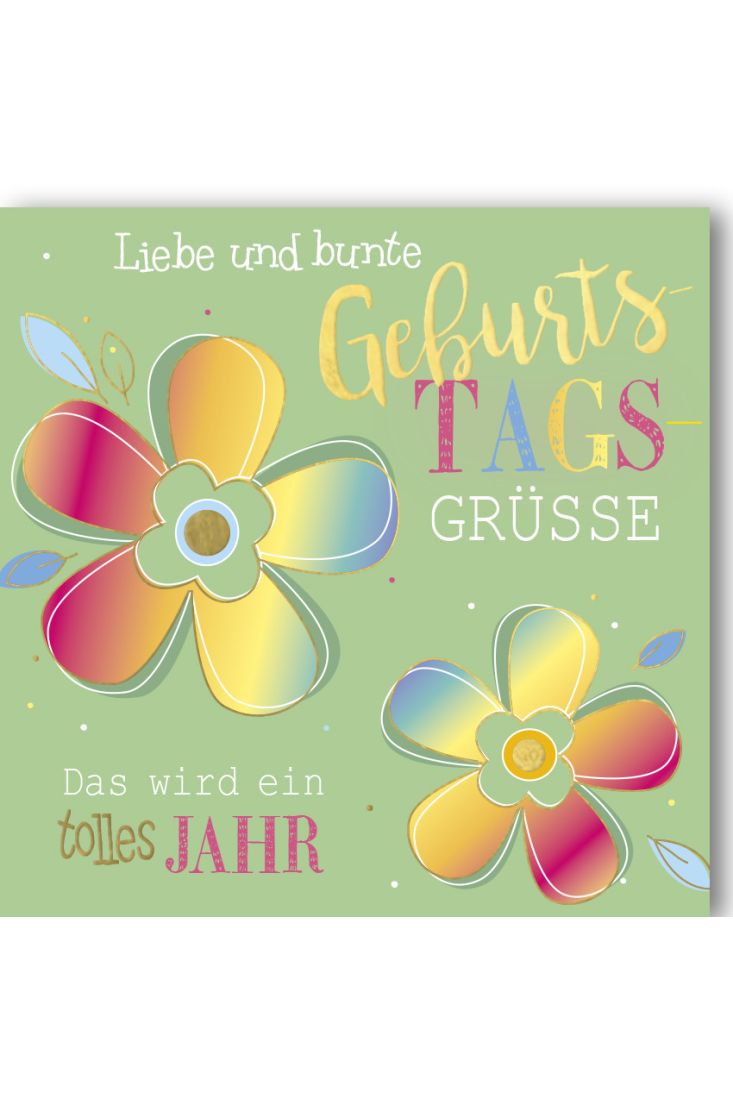Geburtstagskarte quadratisch Gemalte Blumen