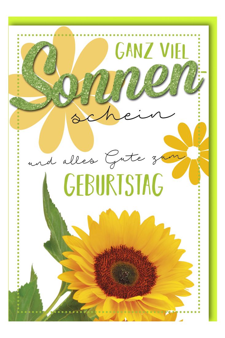 Geburtstagskarte Applikation und Glitzerlack Spruch Sonnenschein