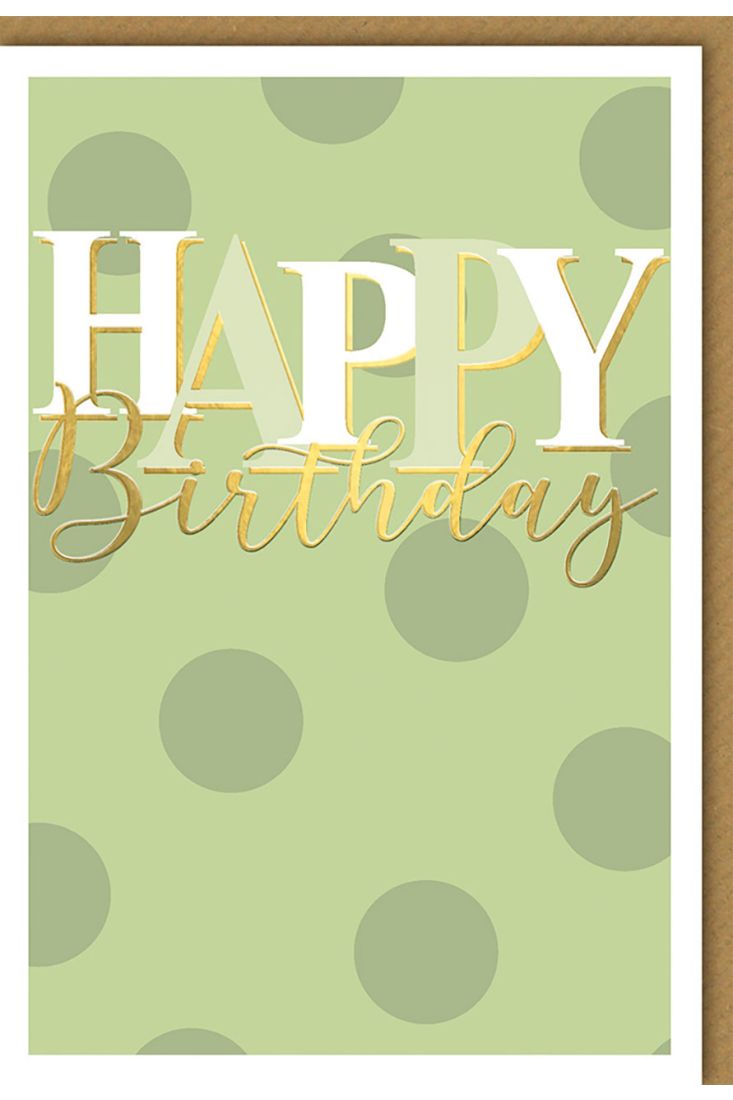 Glückwunschkarte Geburtstag Happy Birthday gold/grün