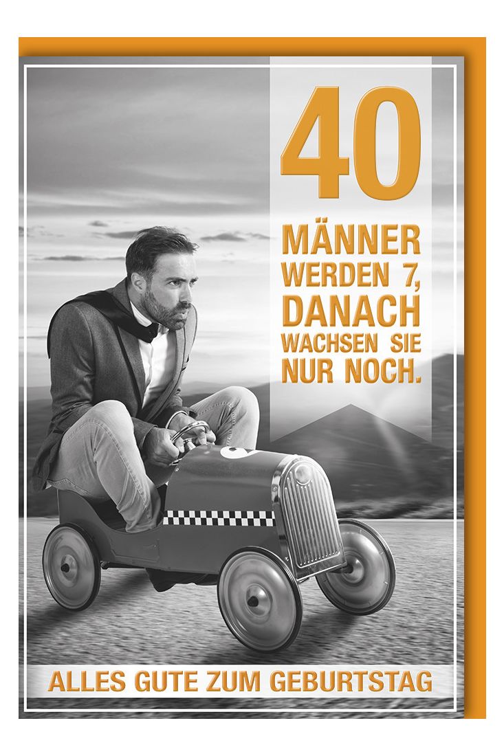 40.Geburtstagskarte lustig Mann in Seifenkiste