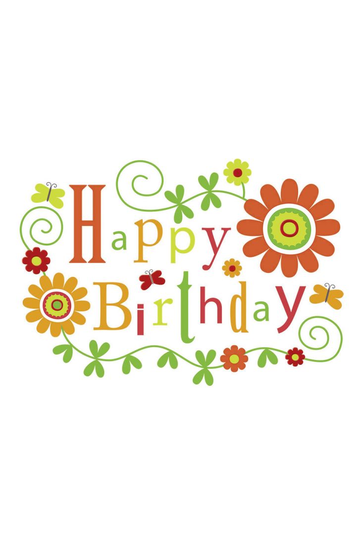 Geburtstagspostkarte bunte Schrift Happy Birthday