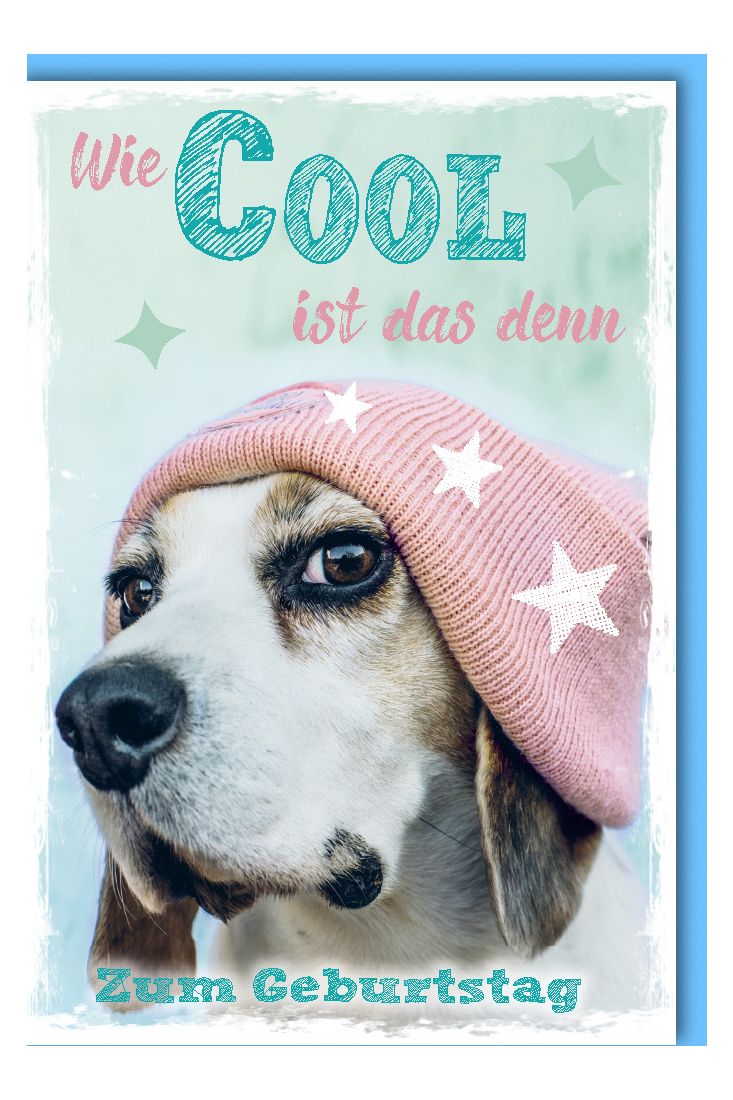 Glückwunschkarte Geburtstag Hund mit Mütze