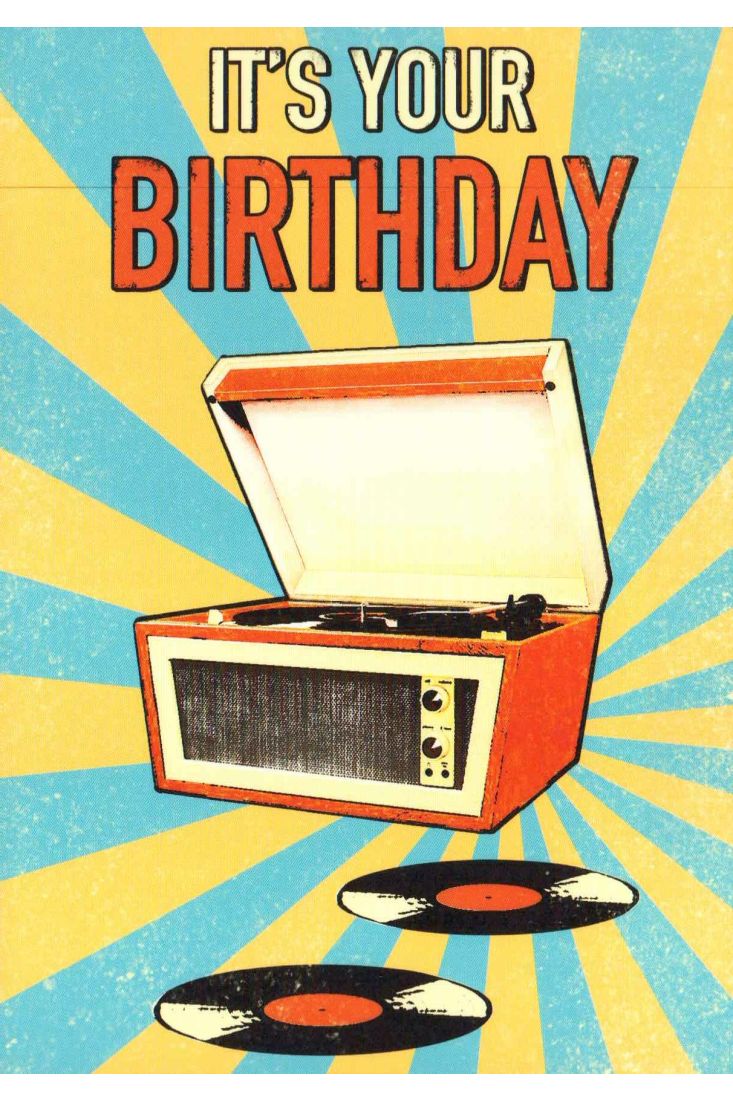 Postkarte Geburtstag retro Schallplatte It's your Birthday