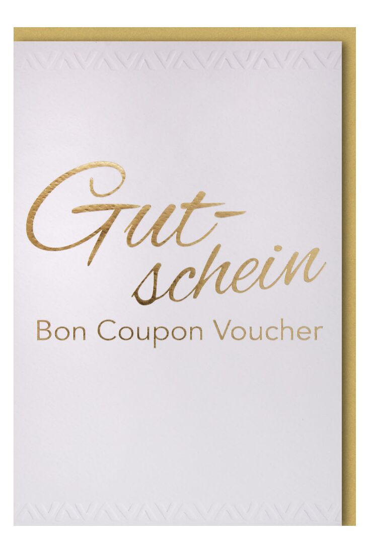 Gutscheinkarten Bon Coupon Voucher in Gold