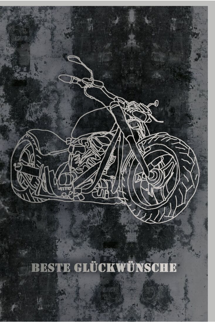 Geburtstagskarte für Männer Silhouette eines Motorrads