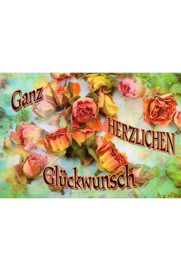 Geburtstagspostkarte Rosen: Ganz herzlichen Glückwunsch