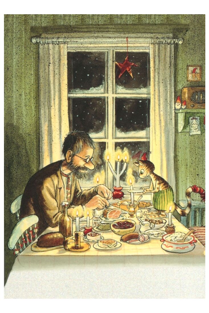 Pettersson und Findus Postkarte Weihnachtsbesuch
