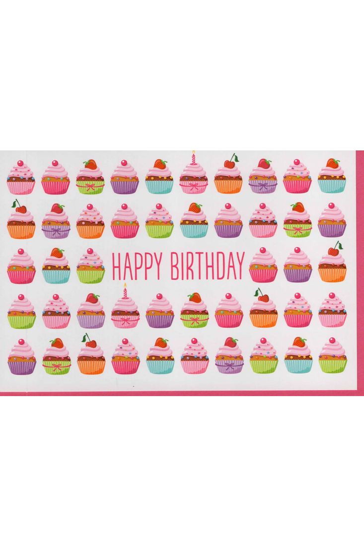 Geburtstagskarte mit Cupcakes: Happy Birthday