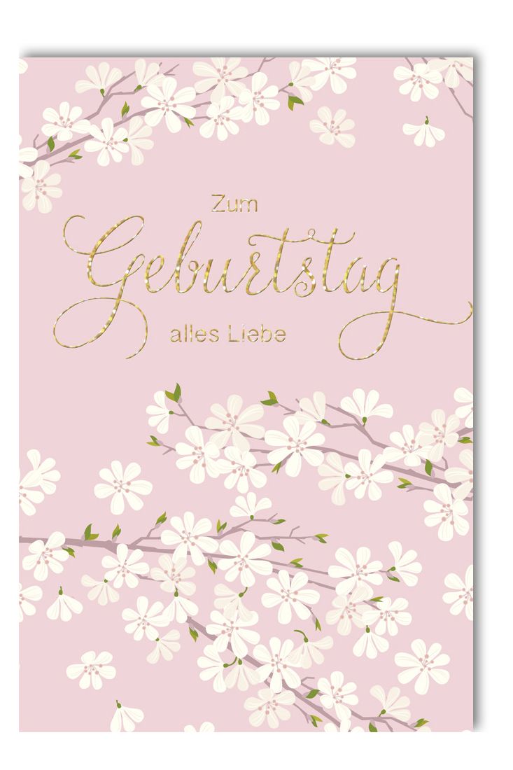 Geburtstagskarte hochwertig Äste mit weißen Blumen