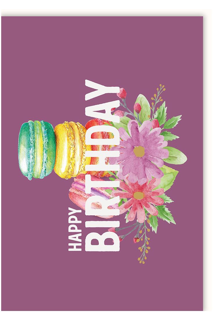 Geburtstagskarte für Frauen Illustration Bunte Macarons