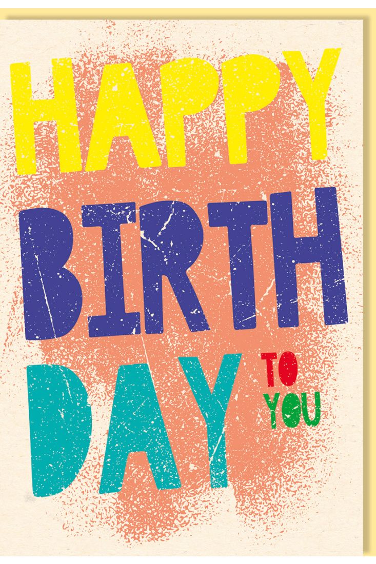 Glückwunschkarte Geburtstag Schriftkarte, Zuckerrohrpapier Happy Birthday to you