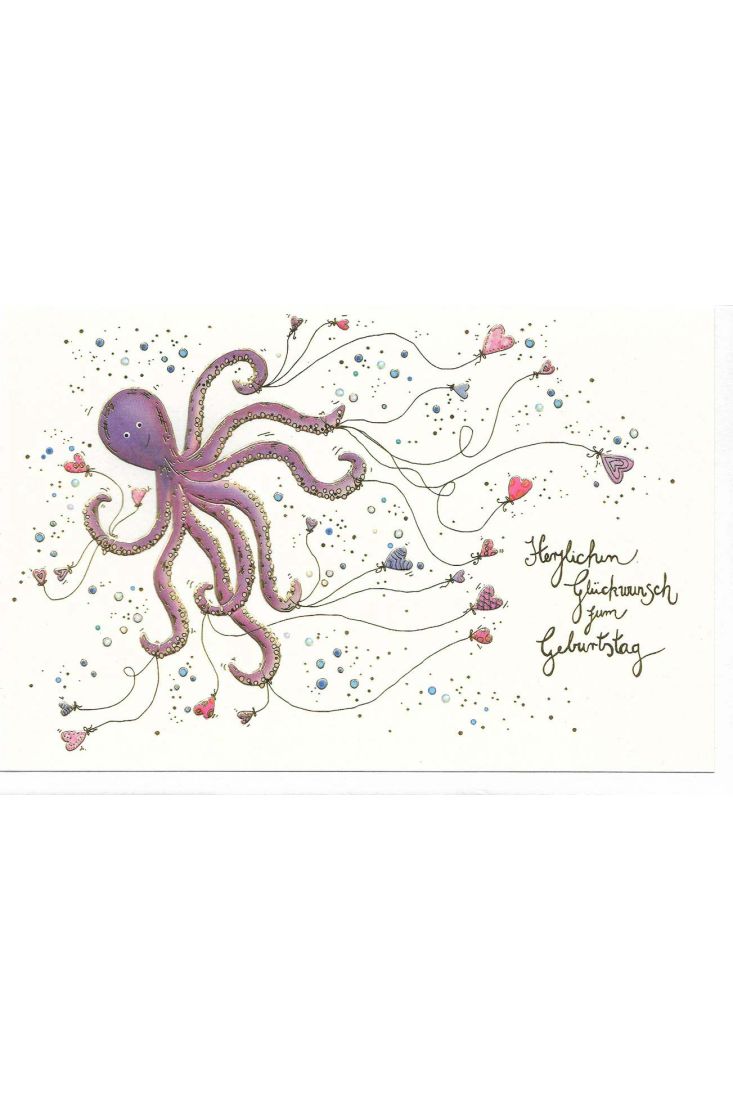 Glückwunschkarte Geburtstag hochwertig Oktopus