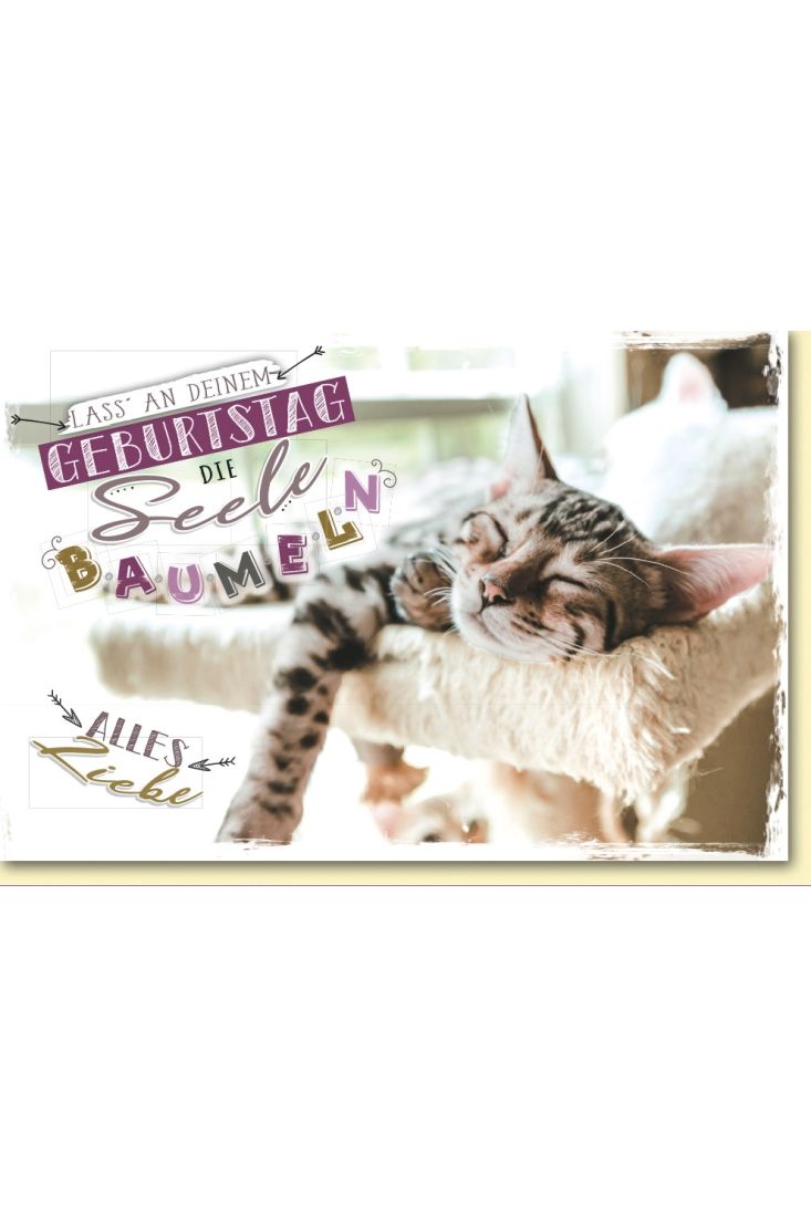 Geburtstagskarte mit Spruch schlafende Katze