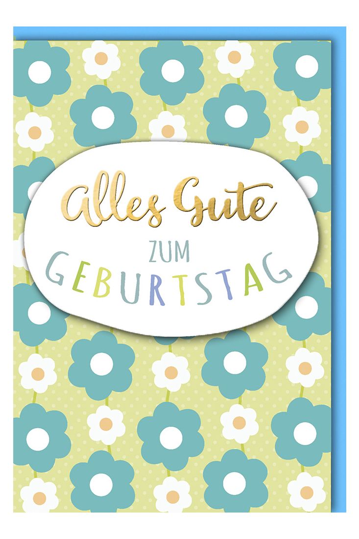Geburtstagskarte mit Applikation und Folienprägung grün türkis