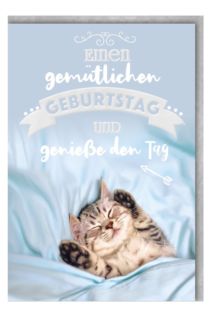 Geburtstagskarte, zudecktes schlafendes Kätzchen