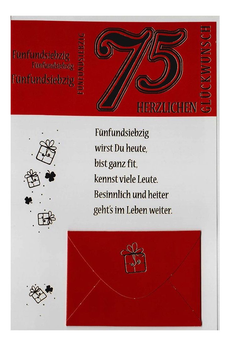 Geburtstag 75 Karte mit Kuvert für Geld