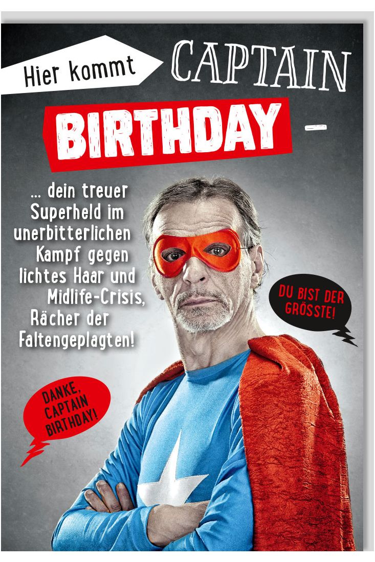 Geburtstagskarte für Männer Superman Hier kommt Captain Birthday