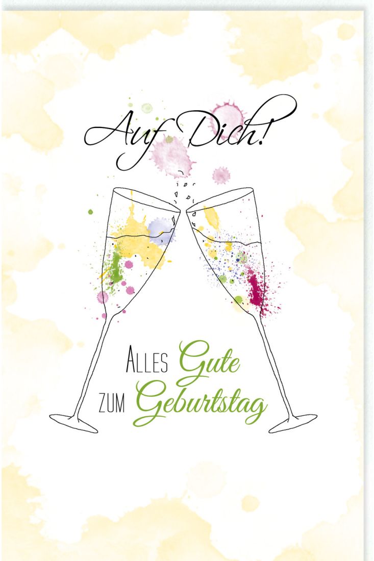 Glückwunschkarte Geburtstag Sektgläser, Naturkarton
