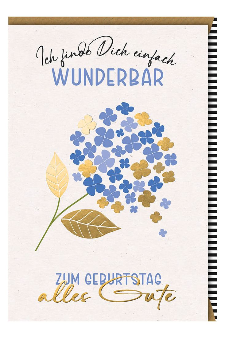 Geburtstagskarte für Partner Blume gold/blau