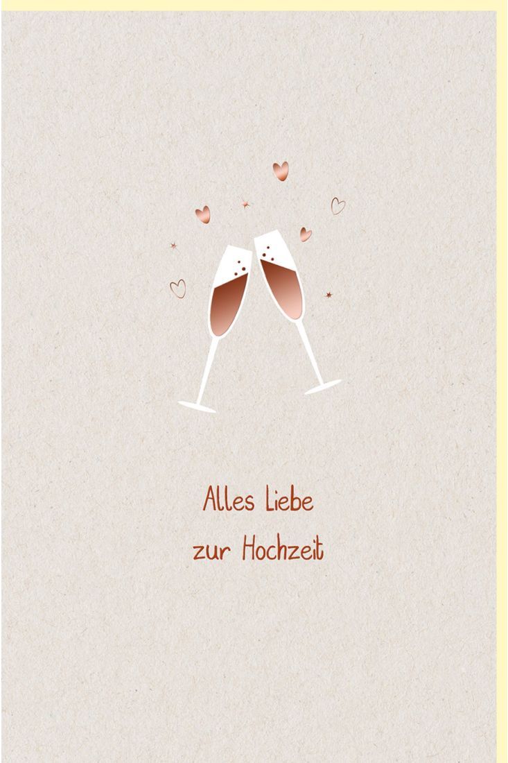 Glückwunschkarte Hochzeit minimalistisch zwei Sektgläser