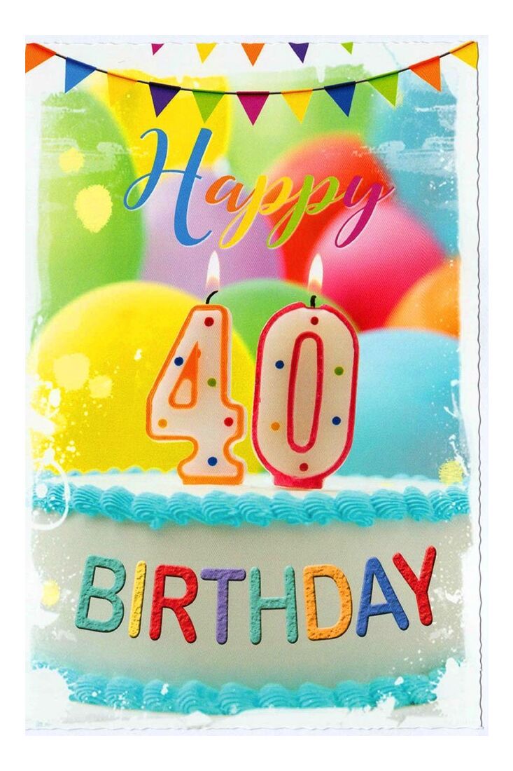 Geburtstagskarte 40 Happy Birthday Kuchen Kerze