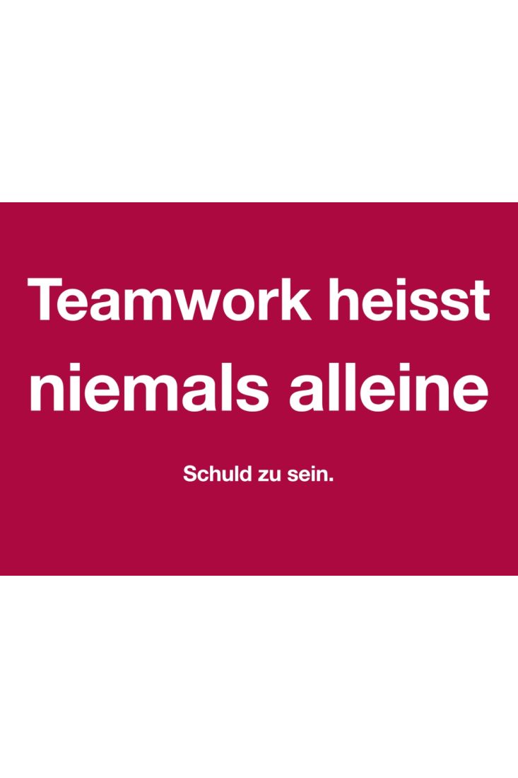 Postkarte Spruch humorvoll Teamwork - niemals alleine Schuld