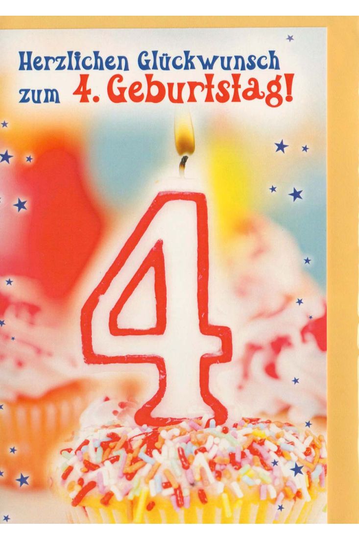 Geburtstagskarte 4. Geburtstag mit Kerze