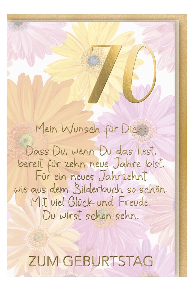 Geburtstagskarte 70 Schöner Spruch edles Papier