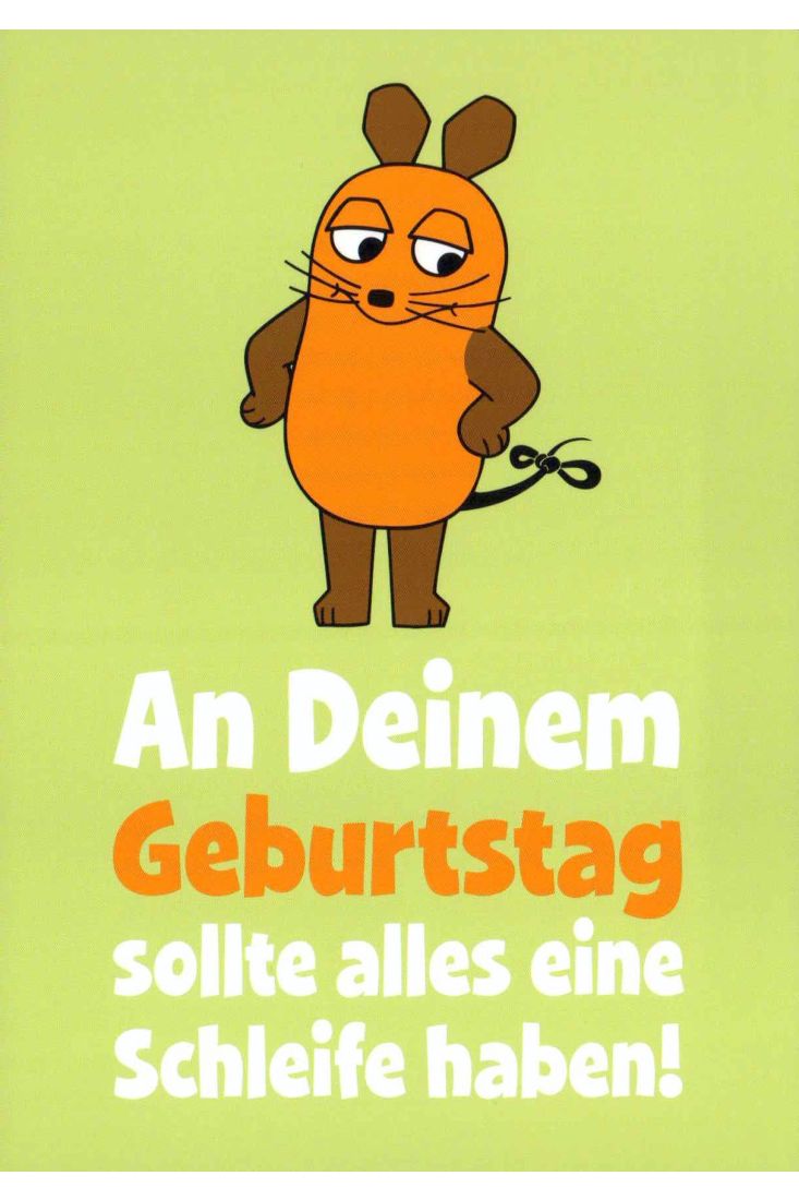 Maus-Postkarte Geburtstag mit Schleife